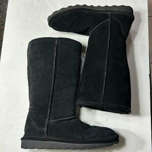 Bearpaw Elle Tall Wide Black Suede Boots Size 9